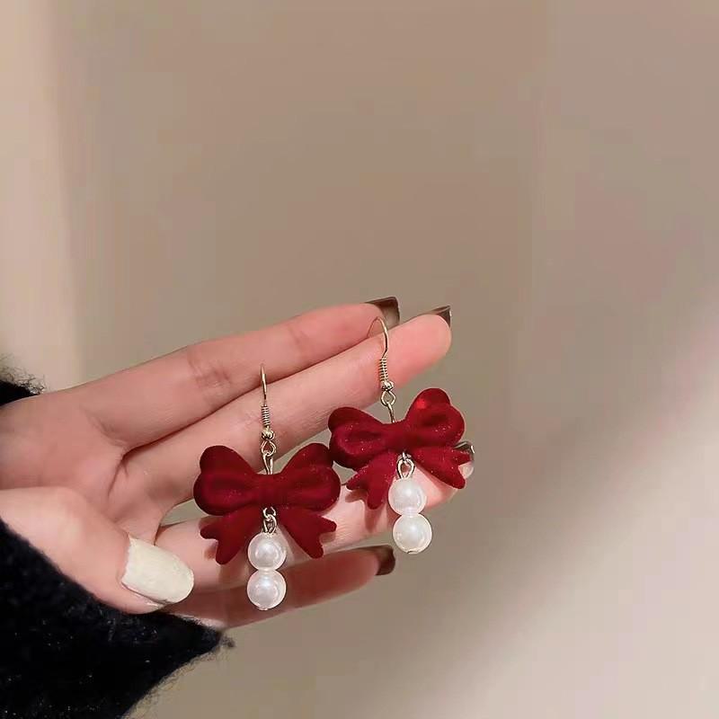 Ankola Red Festive Earrings for Women - 2025 Trendy Retro Style, Perfect for Chinese New Year Celebrations.