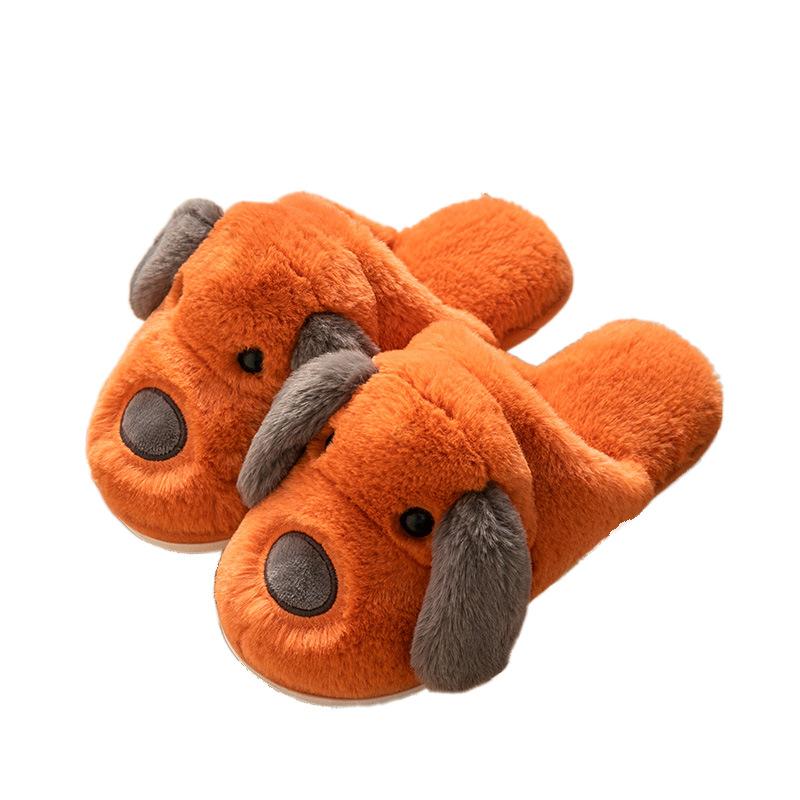 Fashion Slippers Cotton Autumn and Winter New Plush Warm Indoor Men and Women Couple Plush Slippers Corgi Hip Slippers Zapatillas