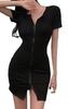 Coco Yuka Tight Sexy Mini Dress with Zipper and Short Sleeves Size & Women's (Black, M)