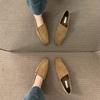 Retro Suede Square Head Deep Mouth Flat Sole Single Shoes 2024 Spring and Autumn New Simple and Versatile Loafers Commuter Small Leather Shoes