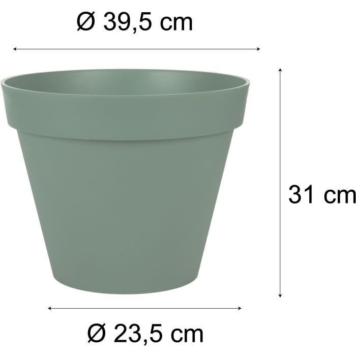 Pot De Fleur Rond - EDA - Toscane - 23 L - Intérieur/Extérieur - Ø 40 X H.32 Cm - Vert Laurier