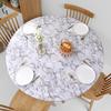 Round Table Cover Waterproof Tablecloth with Elastic Edges Marble Pattern Fitted Table Cover for Home Dinner Party Decoration Table Protection