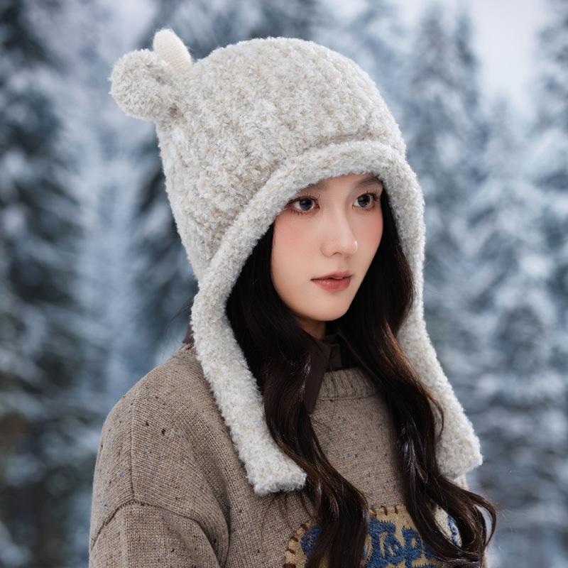 New Elk Ear Hat for Women In Autumn and Winter Sweet and Cute Pullover Hat Outdoor Cold Warm Hat Casual Plush Hat