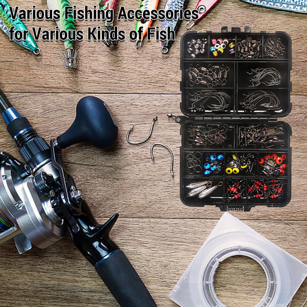 158Pcs Fishing Swivels Kit High Strength Fishing Tackle Box with Barrel Swivels Ball Bearing Swivels for Bass Trout