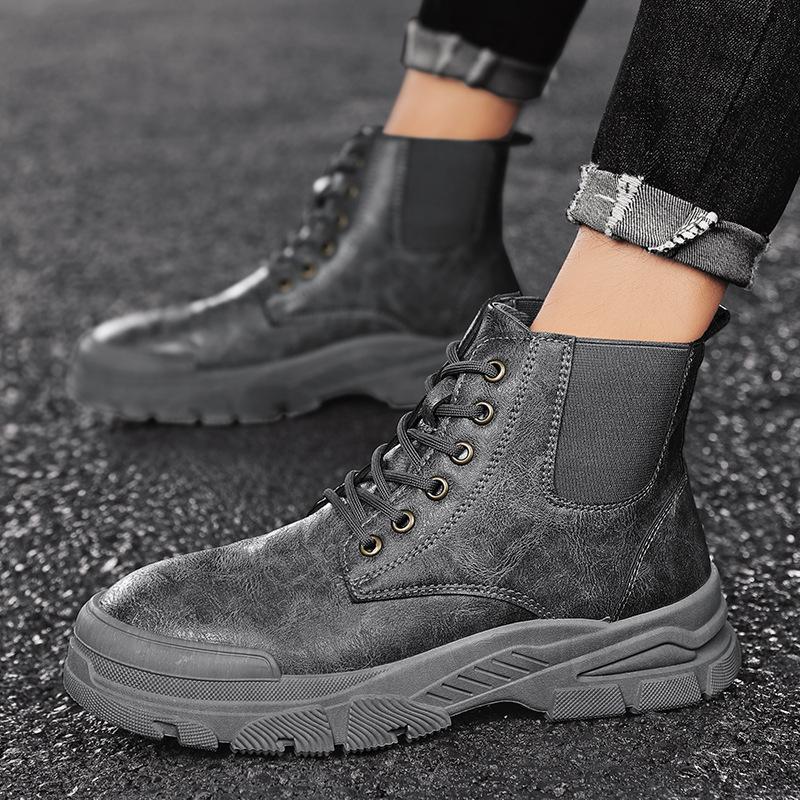 New Tooling Shoes Men Casual Leather Booties Autumn Quality High Top 8s Boots Male Platform Ankle Boots Zapatos De Hombre