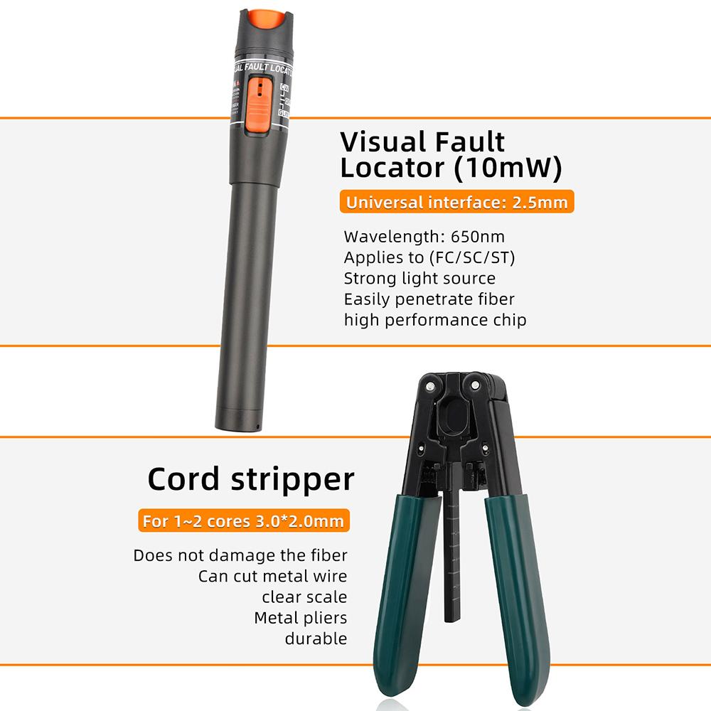 Optical Fiber Tool Set Fiber Cleaver Set Cold Cutting Tool Set with Optical Power Meter Red