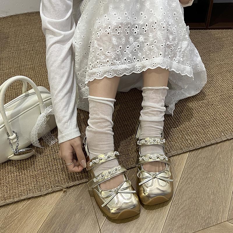 Fashion Ladies Shoes 2025 New Closed Toe Women's Sandals Fashion Butterfly-knot Dress New Crystal String Bead Best Seller Flat Sandals