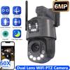 4K 6MP Two-Way Audio Dual Lens PTZ Wifi Camera Outdoor 50X Optical Zoom AI Human Detection 150-200M Night Vision IP Camera iCsee