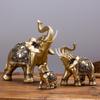 Resin Golden Elephant Statue Lucky Animal Figurine Wedding Gift Home Decoration Feng Shui Crafts Figurines Miniatures