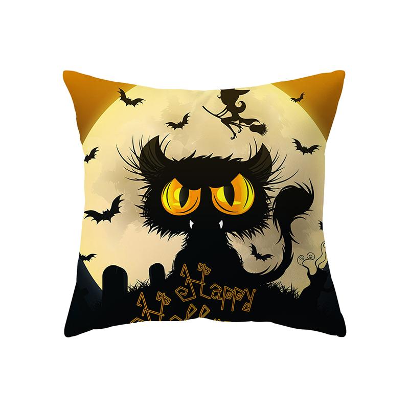 Pumpkin Kitten Throw Pillow Cover Halloween Theme Series Throw Pillow Cover Sofa Chair Bed Cushion Cover Home Decor
