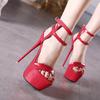 16CM Super High Heels Sandals Party Sexy Dress Shoes Women Thin Heels Platform Pumps Plus Size 34-46
