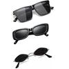 Sheomy Unisex Combo Offer Pack of 3 Shades Glasses Square Sunglasses Rectangle Retro Vintage Narrow Women::Men ,GSNLD-043