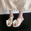 Fashion 2025 Hot Sale Open Toe Women's Sandals Summer Bow Tie Elastic Band Flat with Sandals for Plus Size Daily Beach Casual Shoes