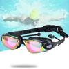 Adult Electroplated Swimming Glasses HD Waterproof Anti-fog Swimming Goggles Teenager Water Sport Eyewear With Earplug Men Women