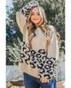 Azura Exchange Leopard Patchwork Knitted Puff Sleeve Sweater