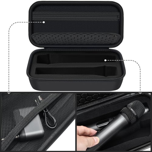 JBL Wireless 2-Mic Wireless Microphone Case/JBL Partybox Handheld Dual Microphone Travel Storage Bag for Receiver, Battery, and Other Accessories - Bl