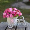 Bicycle Decorative Flower Basket Plastic White Tricycle Bike Design Flower Basket Storage Party Decoration Pots