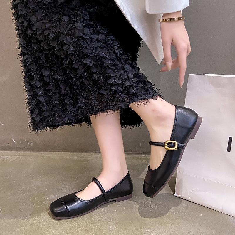 Mary Jane Shallow Single Shoes Women's Spring and Summer 2025 New Korean Version Versatile Square Head Flat Bottom Soft Sole Doudou Shoes Women
