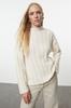 Women's Elegance Style Sweater Bone More Sustainable Soft Textured Basic Knitwear Sweater