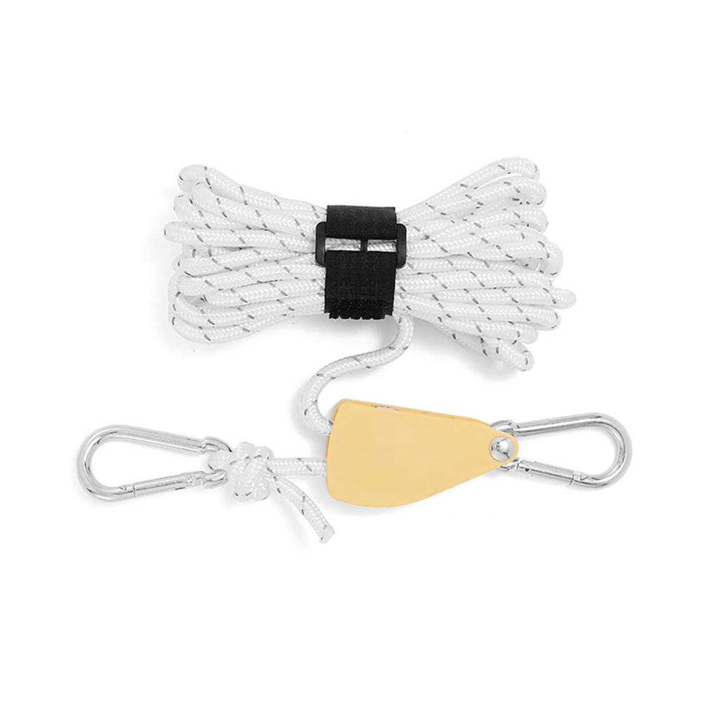 4mm 4m Rope Fastener Reflective Nylon Tent Wind Rope Tensioner with Carabiner Tent Wind Rope Fixed Buckle Adjustable for Camping