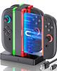 Switch 2 Simultaneous Fast Charge Magnetic Charging Stand with LED Compatible with Left and Right Charger with LED Overvoltage Controller Game