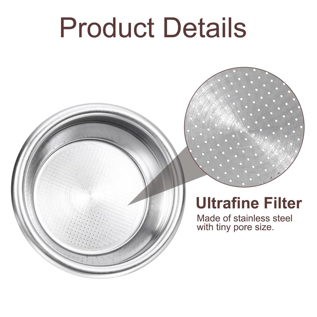 Uxcell 1pc 58mm Coffee Filter Stainless Steel Reusable Espresso Coffee Machine Bowl Basket Replacement Basket, 2-Cup