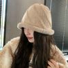 Plush Bucket Hat Women's Big Head Circumference Basin Hat Fashionable Versatile Winter Warm Bucket Hat