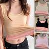 Winter Women Thermal Vest Seamless Plush Fast Temperature Lock Round Neck Slim Fit Elastic