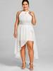 Rosegal Plus Size Keyhole Neck Open Shoulder Asymmetric Lace Dress