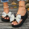 Thick Soled Flip Flops, Women's Summer Slippers Can Be Worn Outside, European and American Fashion Bow Flip Flops Sandals