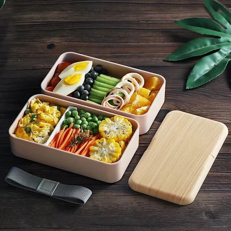 New 2025 Double Layer Lunch Box Wooden Salad Bento Box Portable Food Container Boxes Accessories Tools Household Supplies