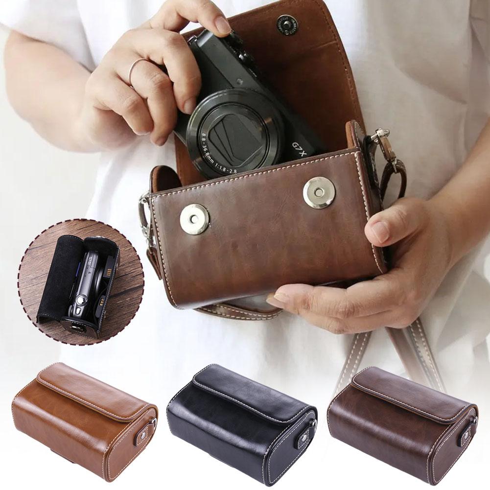 Retro Camera Leather Bag Case With Shoulder Belt for Sony HX90 RX100 G7X3 HX99 G7X2 SX730 For C E7L9