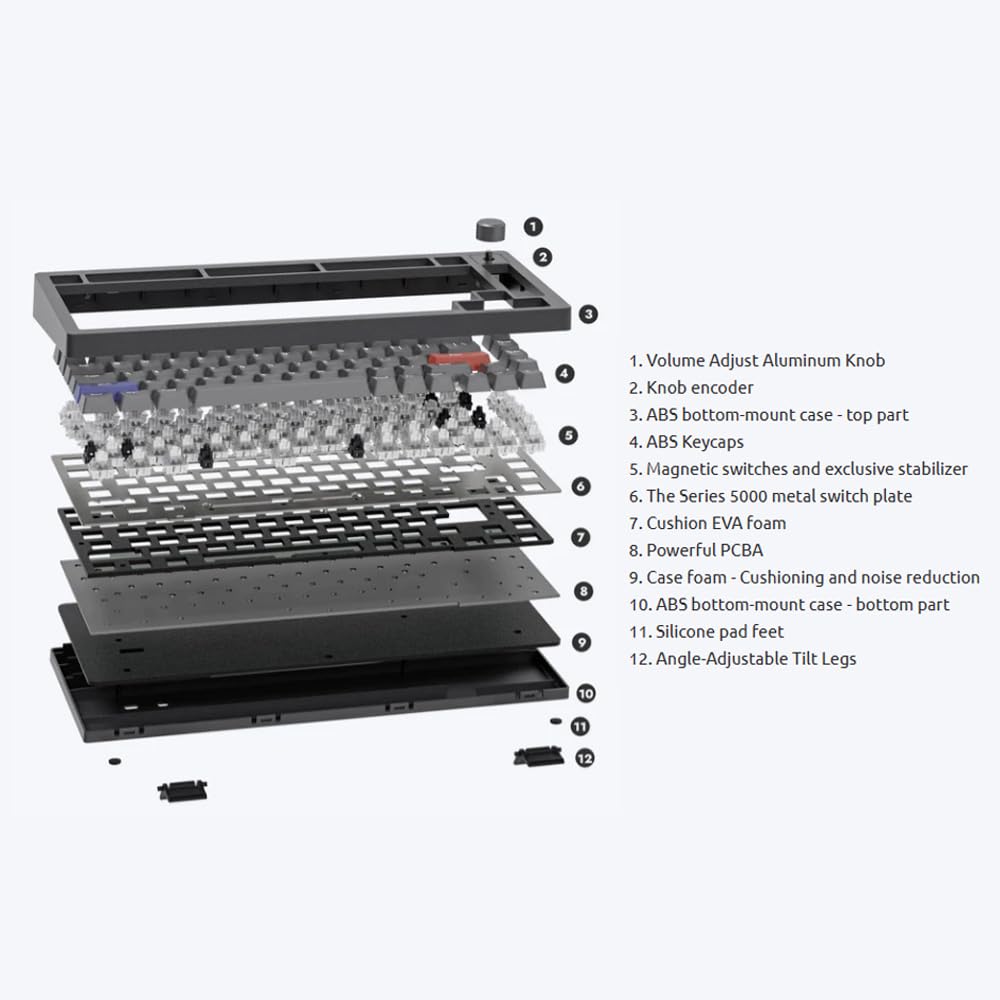 DrunkDeer A75 Rapid Trigger Keyboard Mechanical TKL Gaming Magnetic Switch RGB Wired USB Compact 82 Keys with Knobs White Anti-Ghosting Anti-Spill