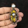 Evil Eye Bumble Bee Jasper Copper Wire Wrapped Pendant Rainbow Moonstone Jewelry Handmade Pendant Antique Pendant Evil Eye Jewelry For Gift