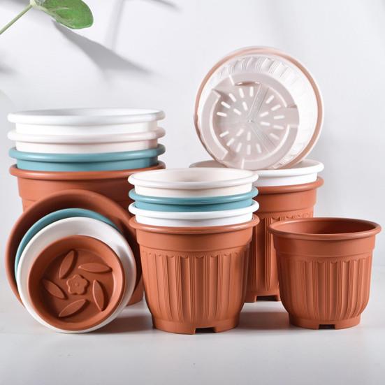 Yousheng Large Flower Pot with Saucer Solid Color Planter with Drainage Hole Garden Rose Flowerpot for Indoor Outdoor Orchids Succulents Herbs