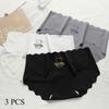 3 Pcs Women Solid Color Panties Seamless Sexy Briefs Female Solid Color Comfortable Briefs Ice Silk Invisible Underpant Women Lingerie