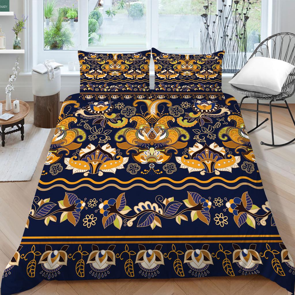 Богемный комплект постельного белья с богемным узором, пододеяльник, наволочка, 2/3 шт., ткань из микрофибры, полный размер, украшение для дома