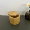 Bamboo Seasoning Storage Box with Magnetic Swivel Lid Wooden Salt Cellar Pepper Sugar Spice Holder Round Container Bowl Kitchen Gadgets