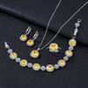Square Zircon Ring Simple Fashion High Sense Personalized Earrings Necklace Set
