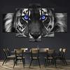 5Pcs Blue Eyed Tiger 5 Piece Canvas Wall Art Print Poster Home Decor Paintings 5 Pieces HD Print No Framed Pictures Room Decor