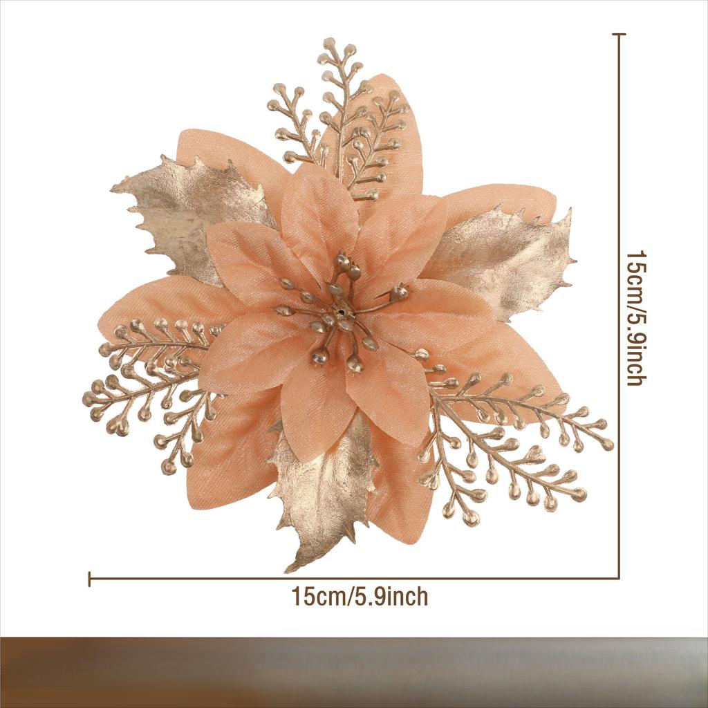 Christmas Simulation Gold Powder Flower Christmas Tree Pendant Diy Garland Gold and Silver Fake Flower Decoration Accessories