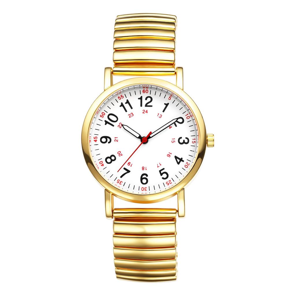 Round Watch with Elastic Water Arabic Stainless Steel Analog Casual Quartz Stylish and Popular Fashion Watch Perfect Gift for Christmas or Day Women's