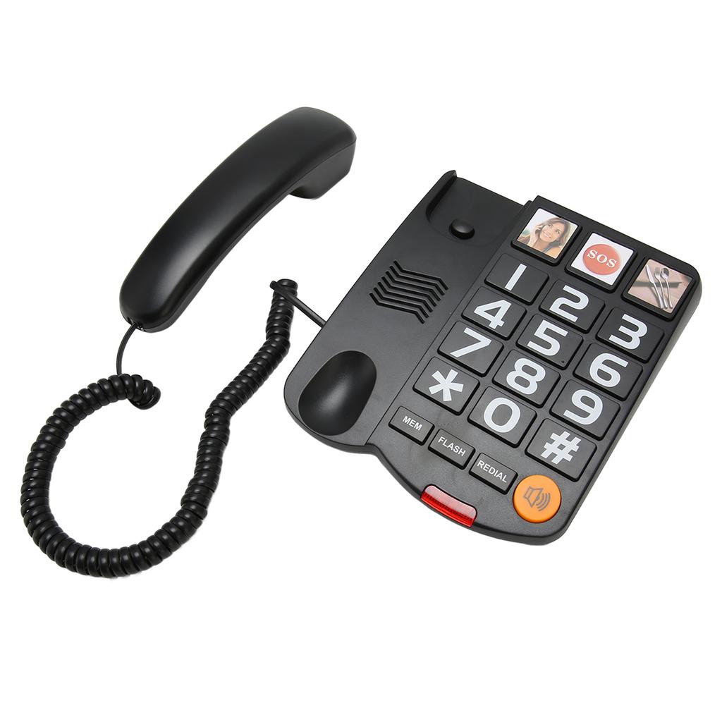 Big Button Phone Multifunction One Touch Dialling Hands Free Corded Landline Telephone with Loud