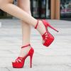 Fashion Sexy Extreme High Heels Platform Pole Dance Stripper Shoes Fashion Open Toe Buckle Strap Sandals Summer Zipper Women Pumps