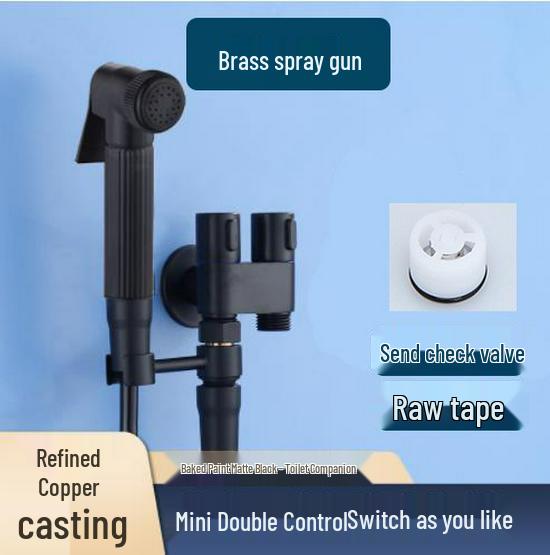 Dual Control Copper Angle Valve Set with Adjustable Pressure Spray Gun for Household Cleaning.