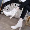 2024 High Quality Women's Shoes Ankle Women's Boots Elegant Modern Boots Women Square Toe High Heels Back Zip Shoes Ladies