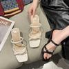 Summer New High-heeled Women's Slippers Wear Women's Versatile Open-toe One-word Drag Casual Non-slip High-heeled Slippers