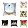 Merry Christmas Cute Cartoon Snowman Elk Print Pattern Cushion Cover Home Living Room Sofa Decoration Square Pillow Pillow Cover