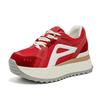 Fashion Women's Sporty Thick Sole Shoes Autumn New Style Round Toe Color Block Casual Fashion Dad Sneakers Red Color