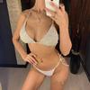Halter Mini Bikini Female Swimsuit Women Swimwear Two-pieces Bikini Set Luxury Pearl Bather Bathing Suit